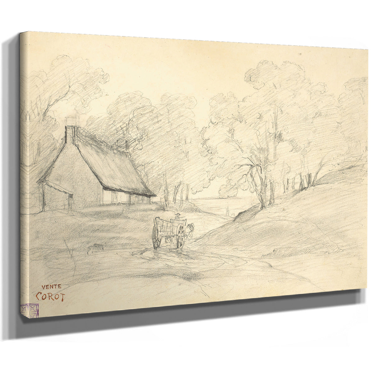 Chaumiere Dans Un Paysage Arbore Avec By Camille Corot