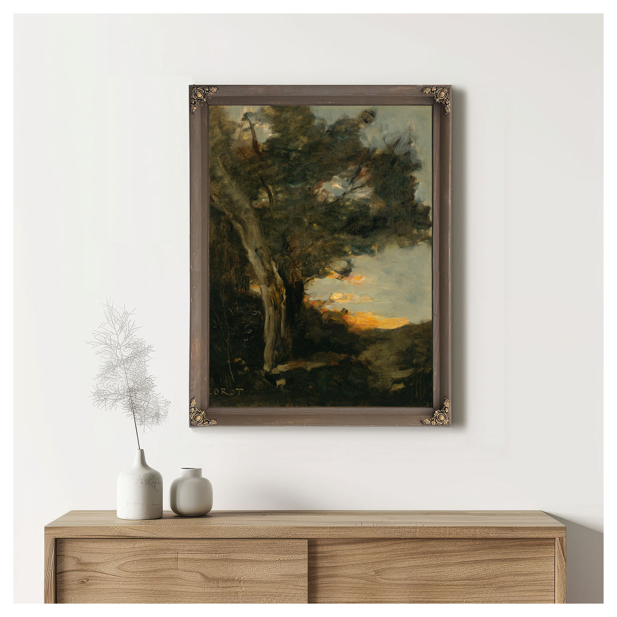 Coucher de Soleil Avec Une Lionne By Camille Corot