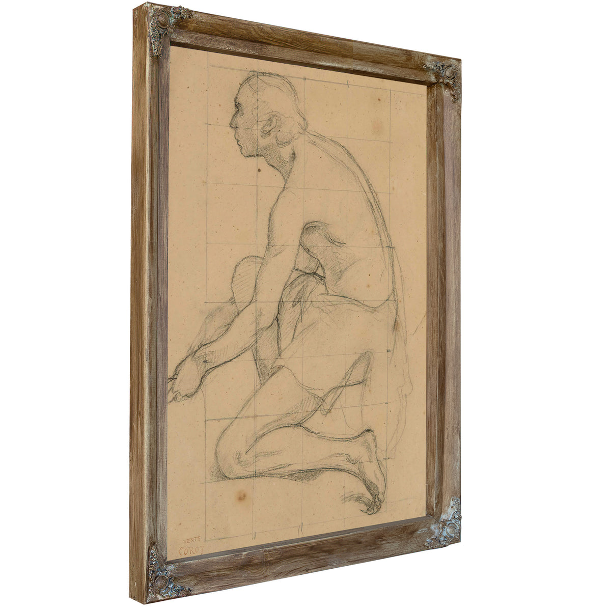 Etude Dhomme Agenouille By Camille Corot