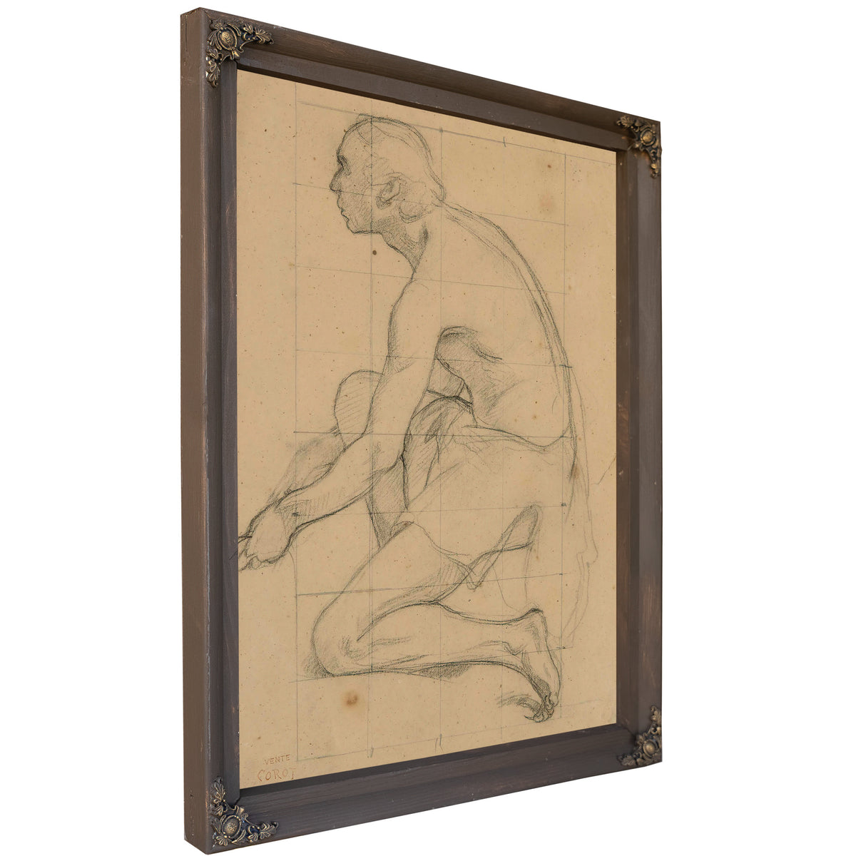 Etude Dhomme Agenouille By Camille Corot