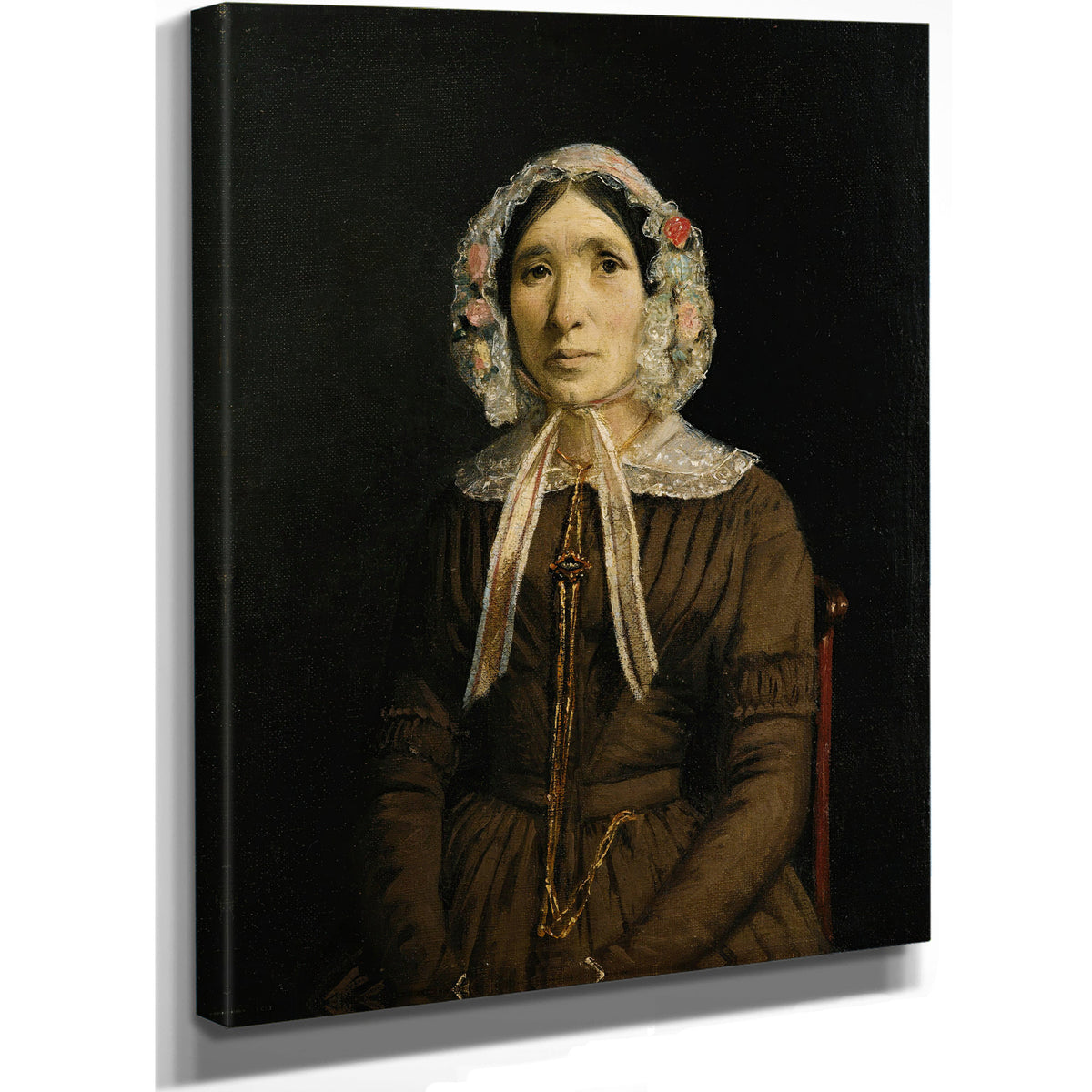 Femme Au Bonnet de Dentelle By Camille Corot
