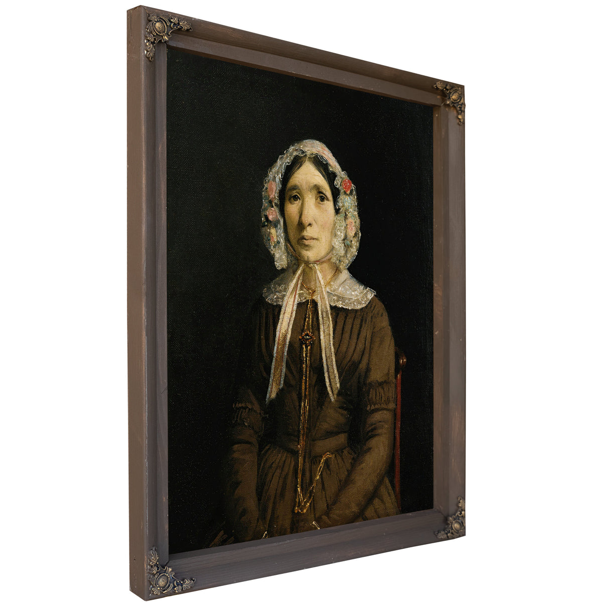 Femme Au Bonnet de Dentelle By Camille Corot