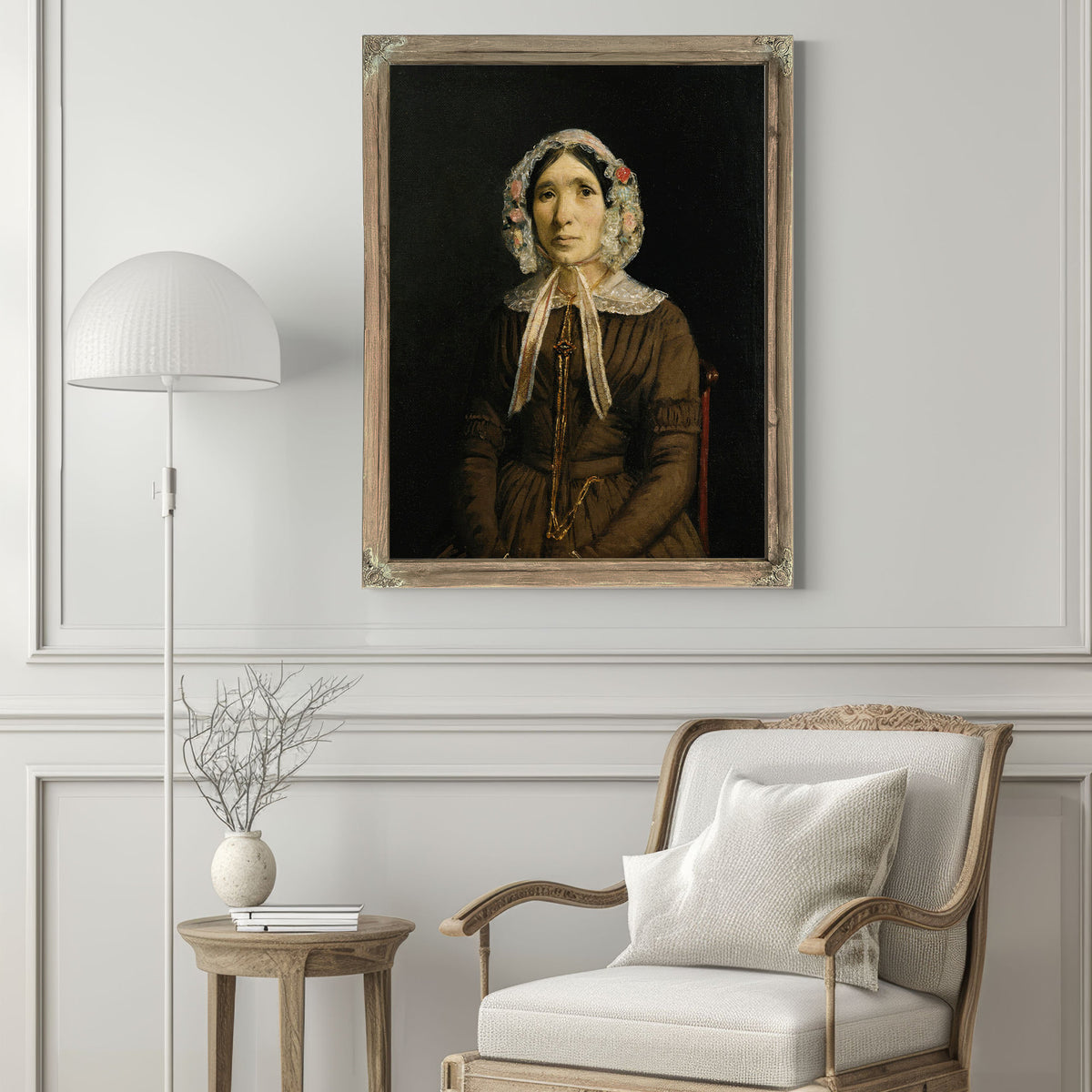 Femme Au Bonnet de Dentelle By Camille Corot