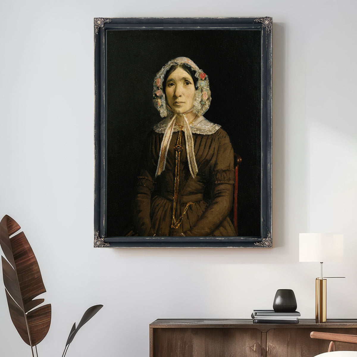 Femme Au Bonnet de Dentelle By Camille Corot