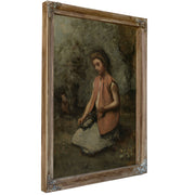 Girl Weaving Garland By Camille Corot