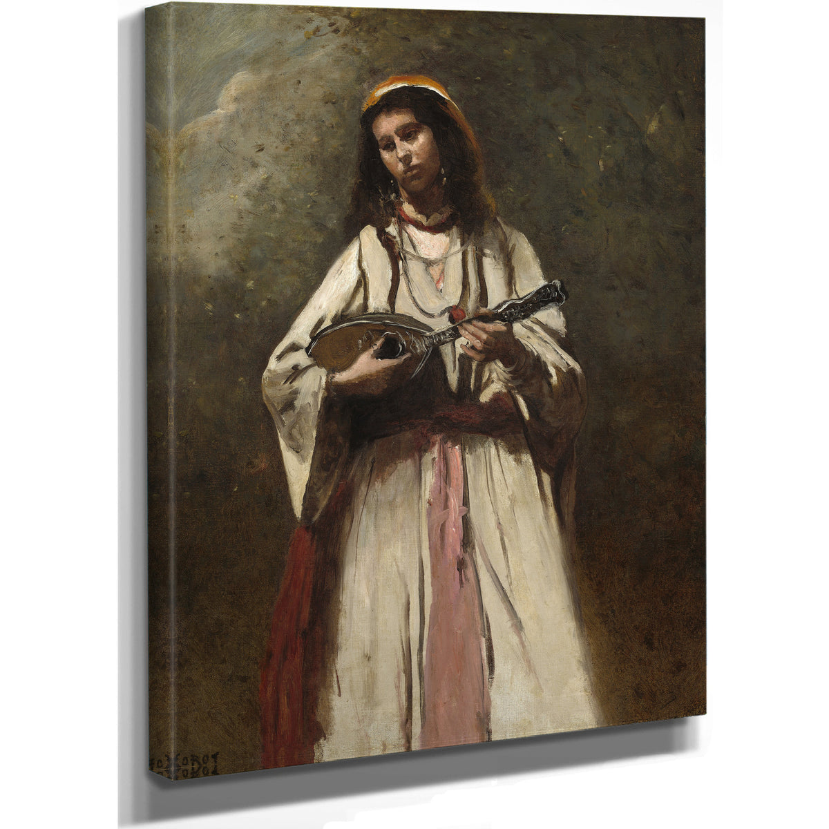 Gypsy Woman Mandolin By Camille Corot