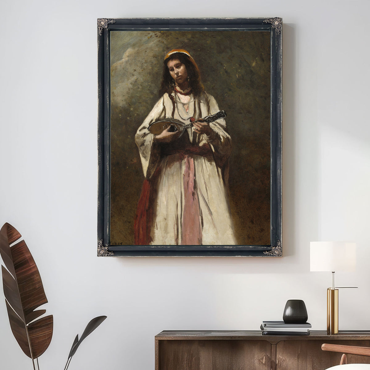 Gypsy Woman Mandolin By Camille Corot