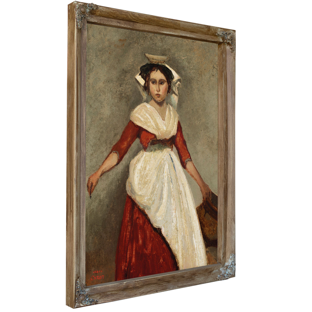 Italienne Debout Tenant Une Cruche By Camille Corot