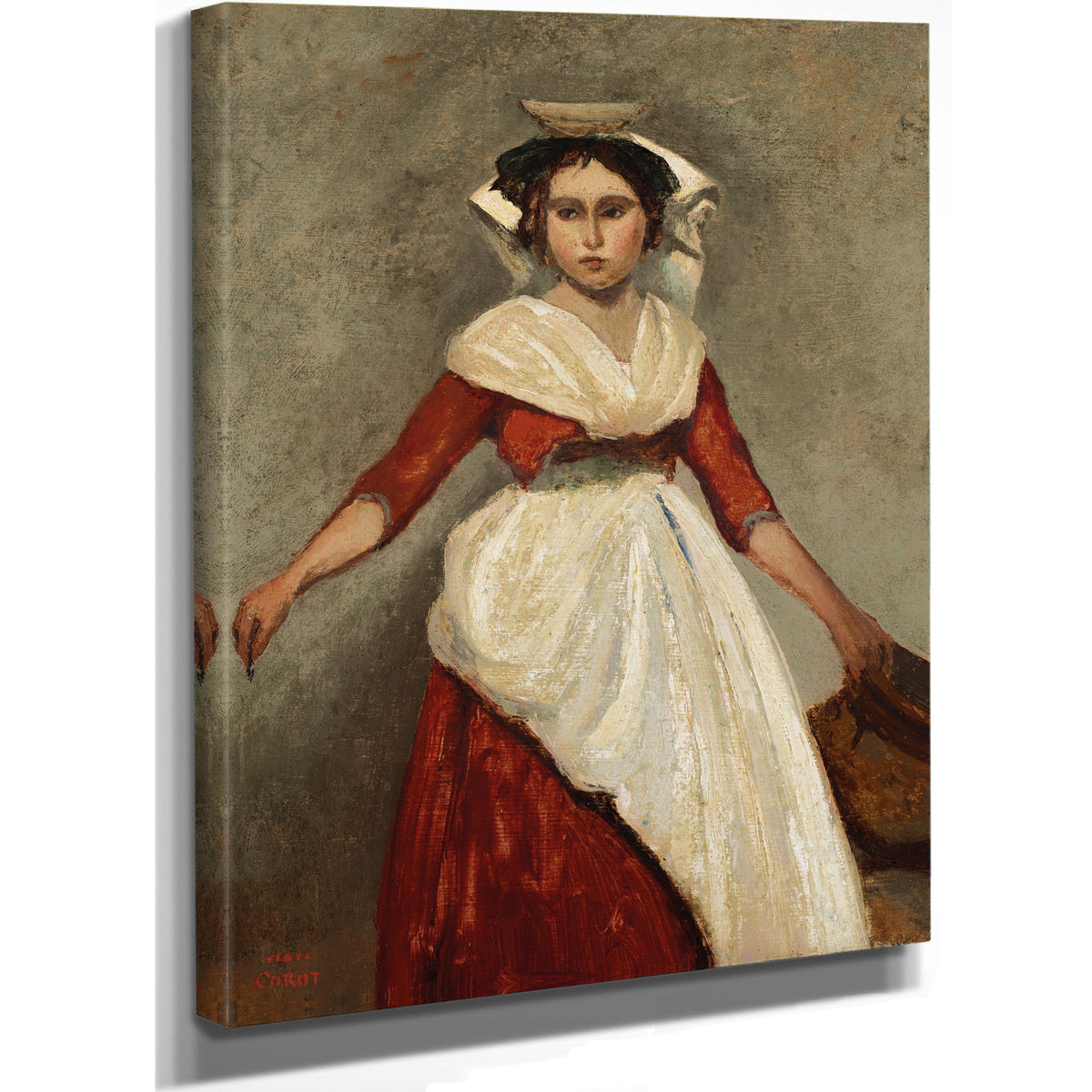 Italienne Debout Tenant Une Cruche By Camille Corot