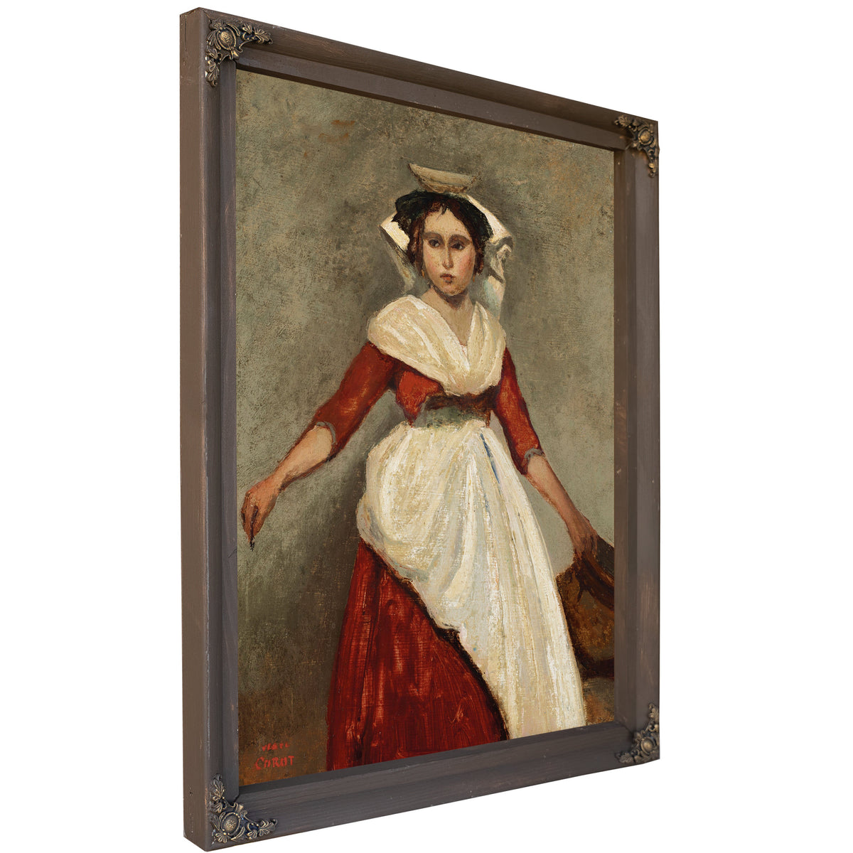 Italienne Debout Tenant Une Cruche By Camille Corot