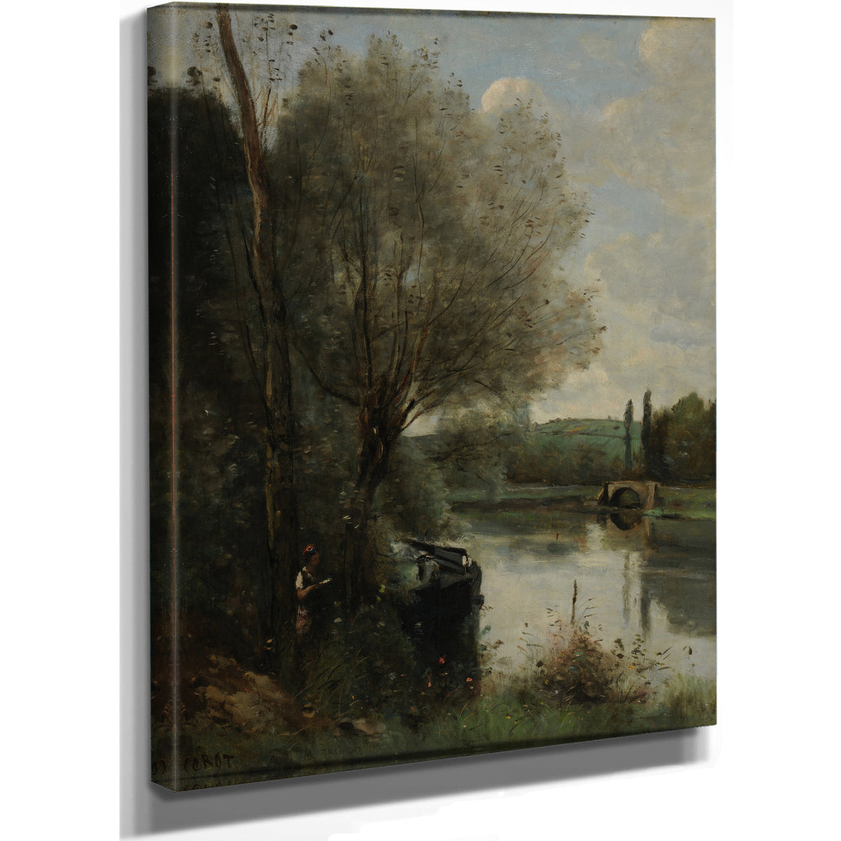 La Liseuse Sur la Rive Boisee By Camille Corot