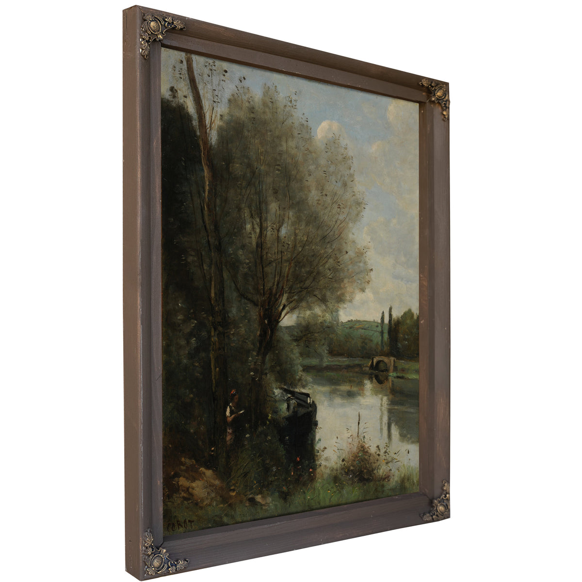 La Liseuse Sur la Rive Boisee By Camille Corot