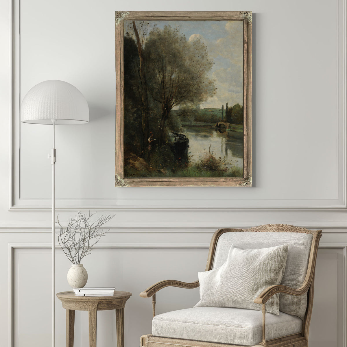 La Liseuse Sur la Rive Boisee By Camille Corot