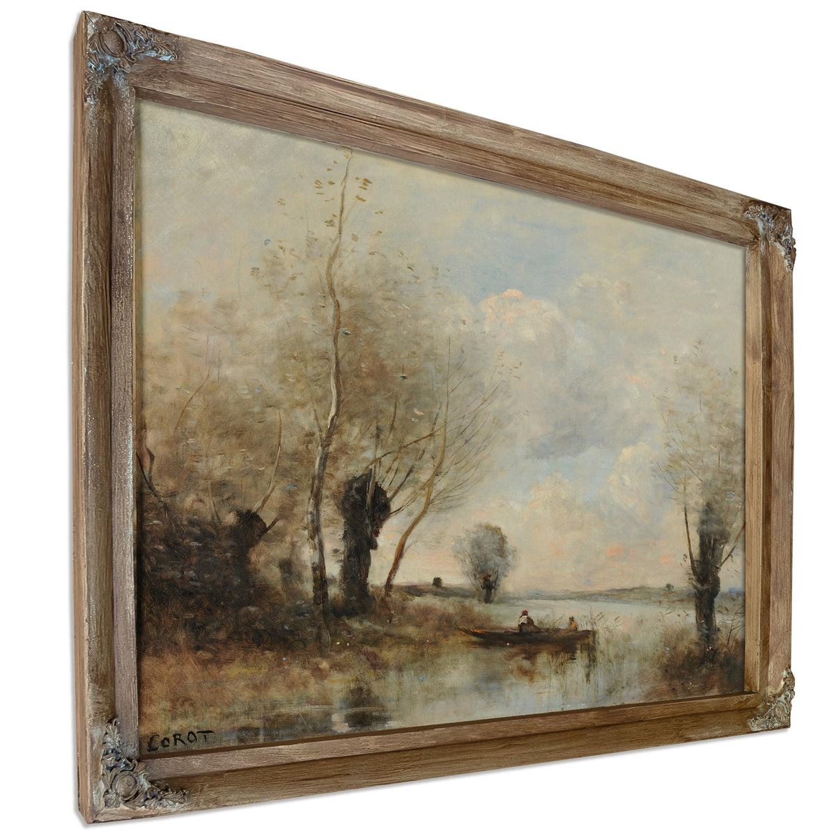 La Peche En Barque Aupres Des Saules By Camille Corot