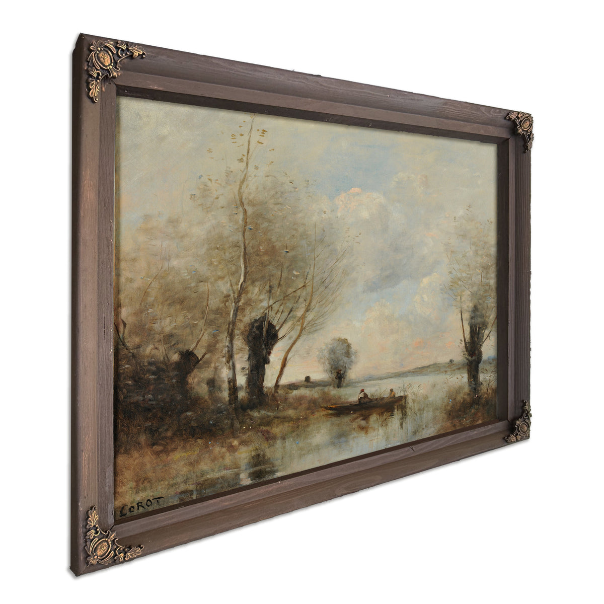 La Peche En Barque Aupres Des Saules By Camille Corot