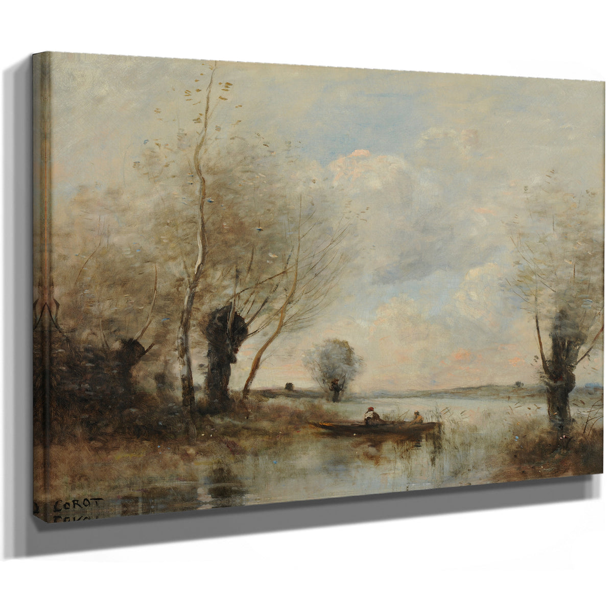 La Peche En Barque Aupres Des Saules By Camille Corot
