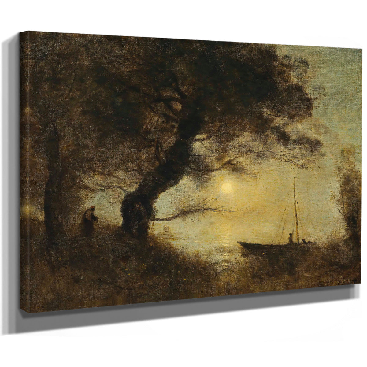 Le Bateau Au Claire de Lune By Camille Corot