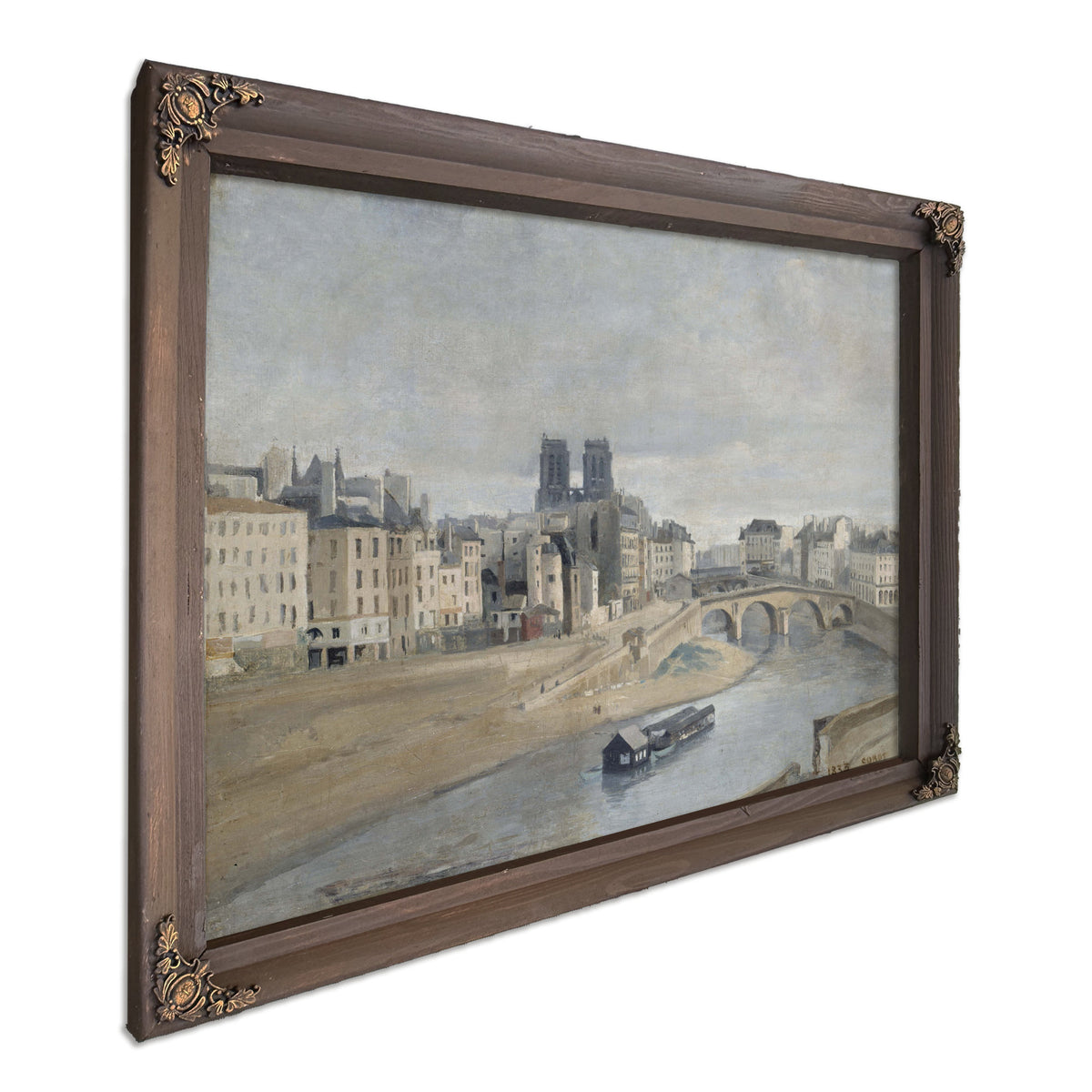 Le Quai Des Orfevres et le Pont Saint By Camille Corot