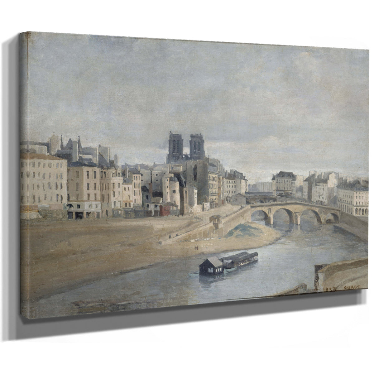Le Quai Des Orfevres et le Pont Saint By Camille Corot