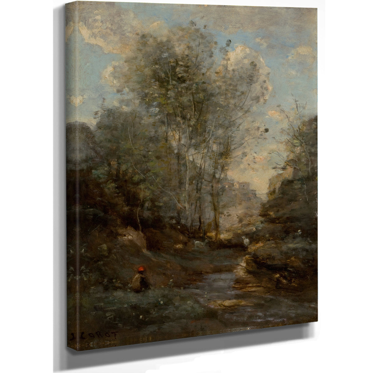 Le Vallon Des Chevres Souvenir du Lac By Camille Corot