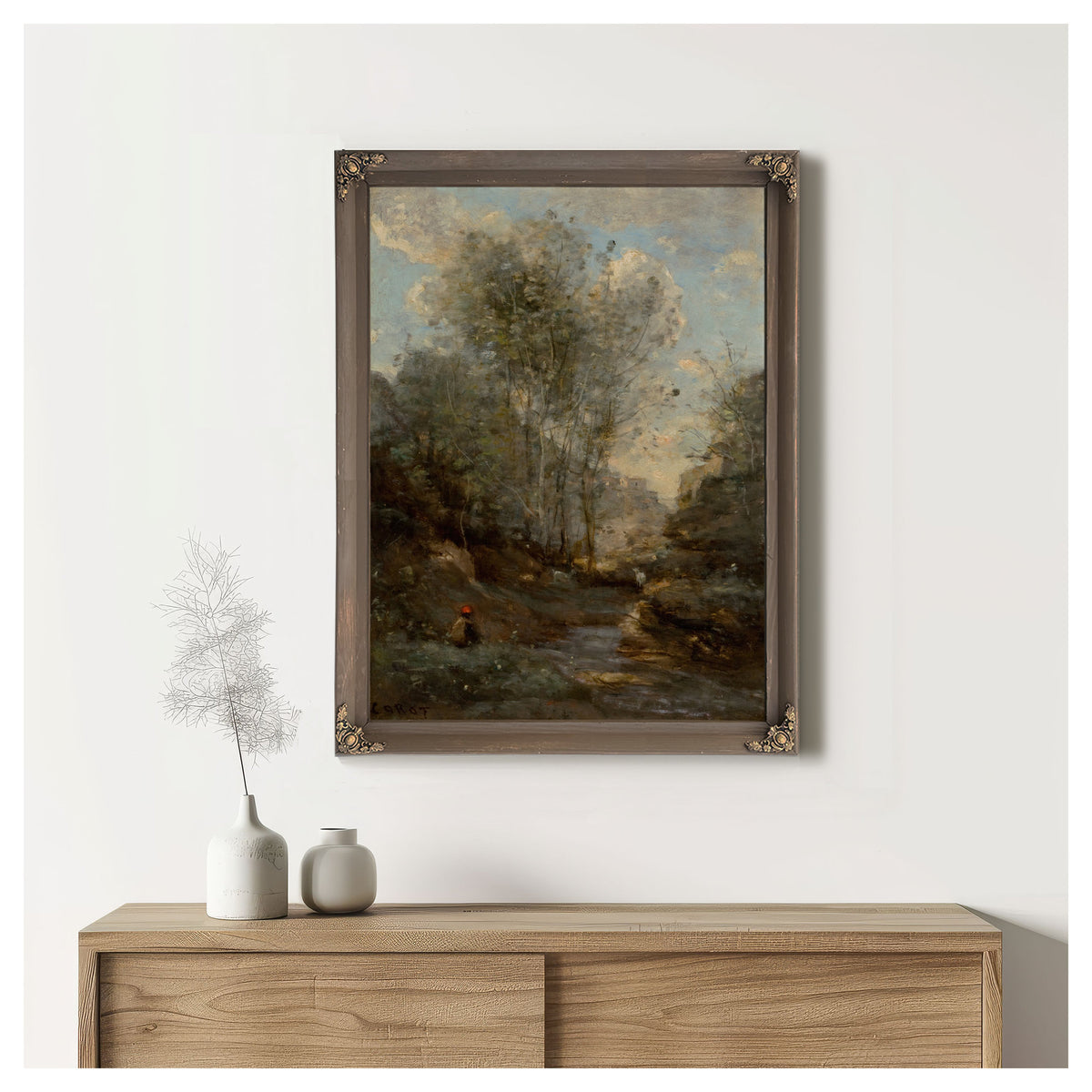 Le Vallon Des Chevres Souvenir du Lac By Camille Corot