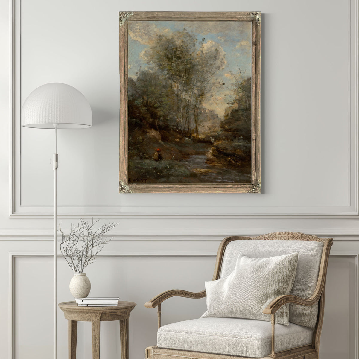 Le Vallon Des Chevres Souvenir du Lac By Camille Corot