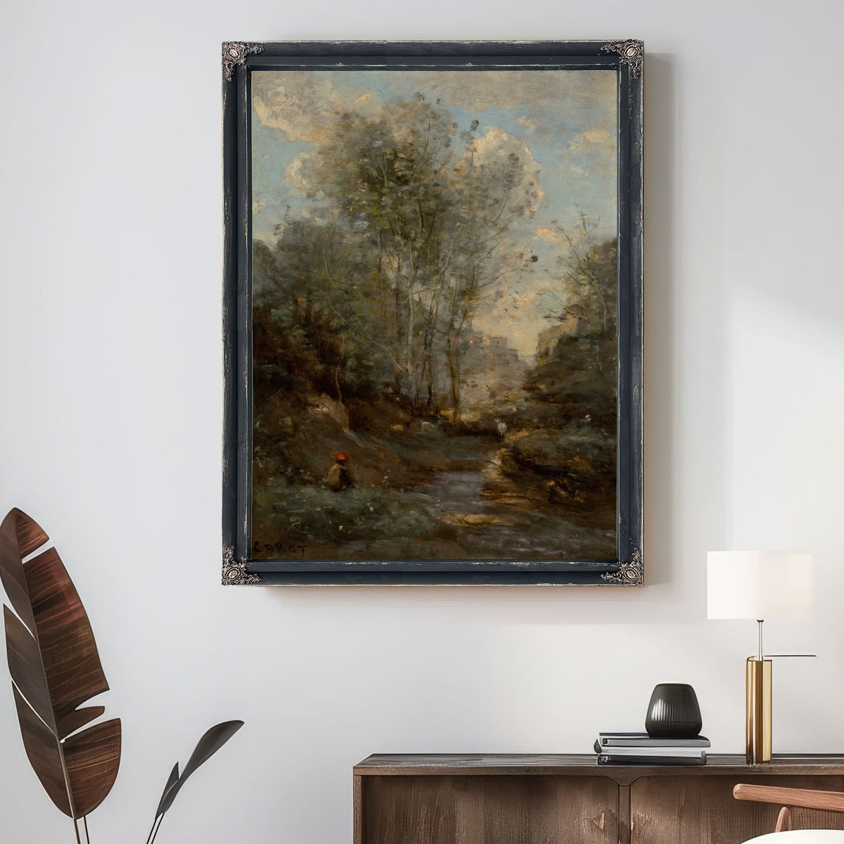 Le Vallon Des Chevres Souvenir du Lac By Camille Corot