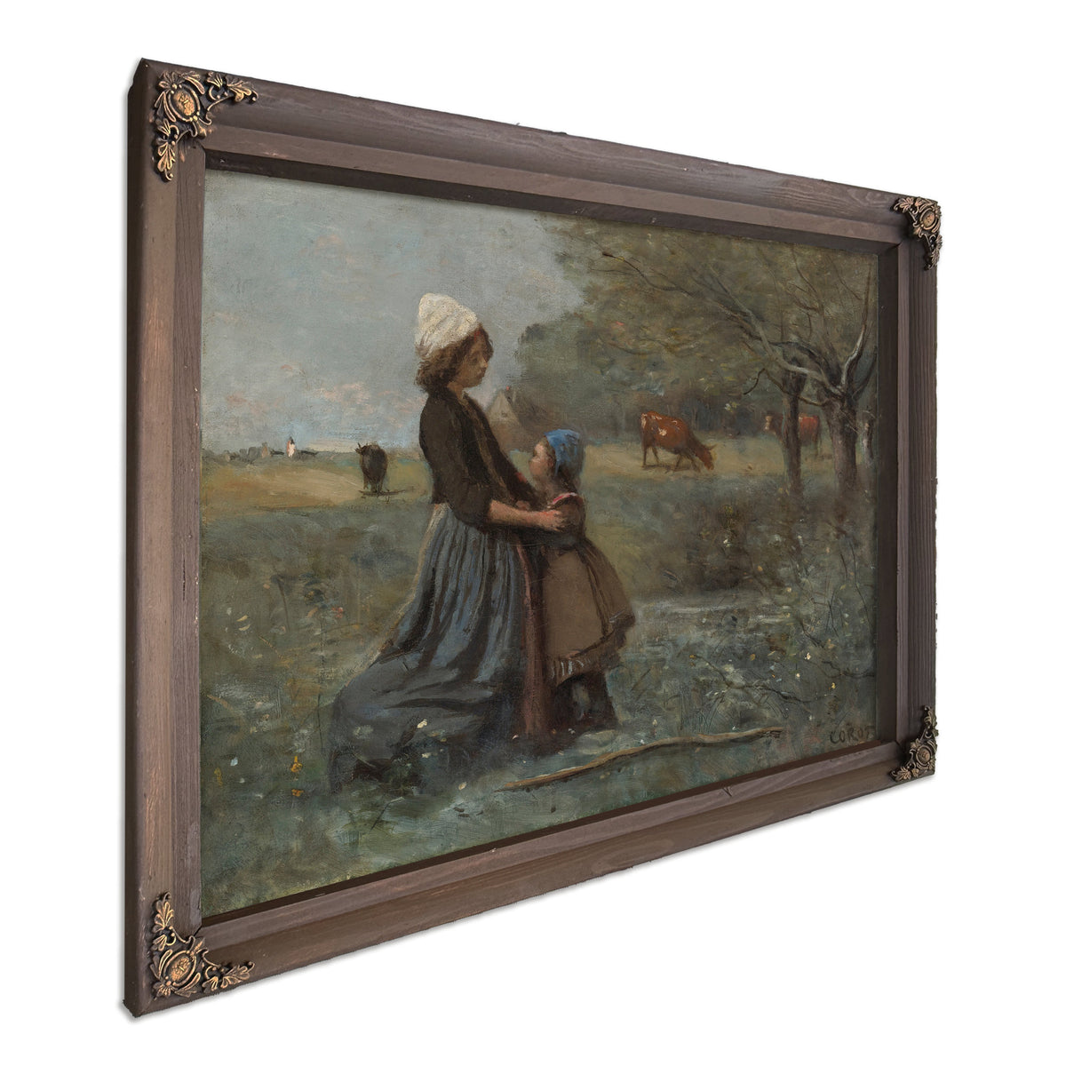 Les Deux Surs Dans la Prairie By Camille Corot