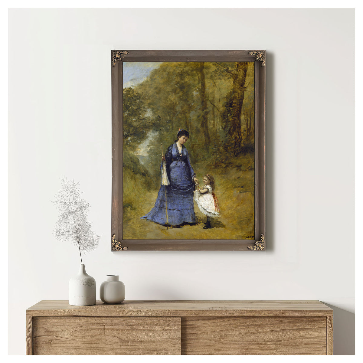 Madame Stumpf Her Daughter By Camille Corot