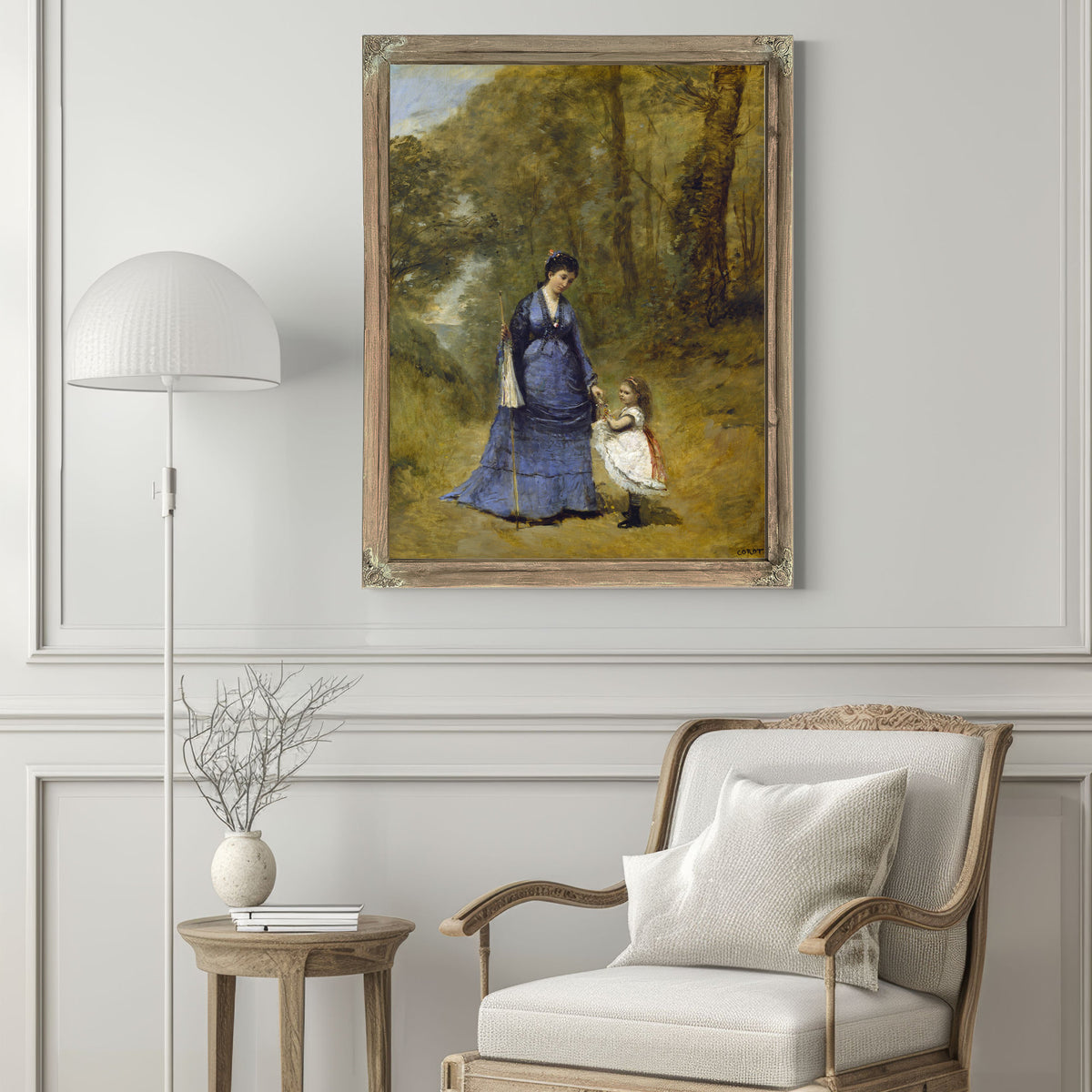 Madame Stumpf Her Daughter By Camille Corot