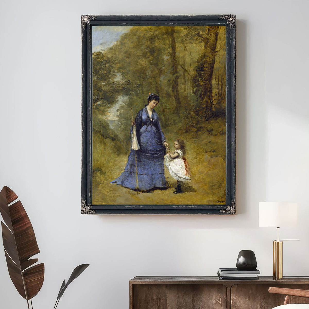 Madame Stumpf Her Daughter By Camille Corot