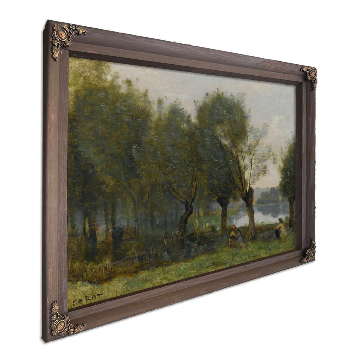 Montgeron Saulaie Au Bord de Leau By Camille Corot