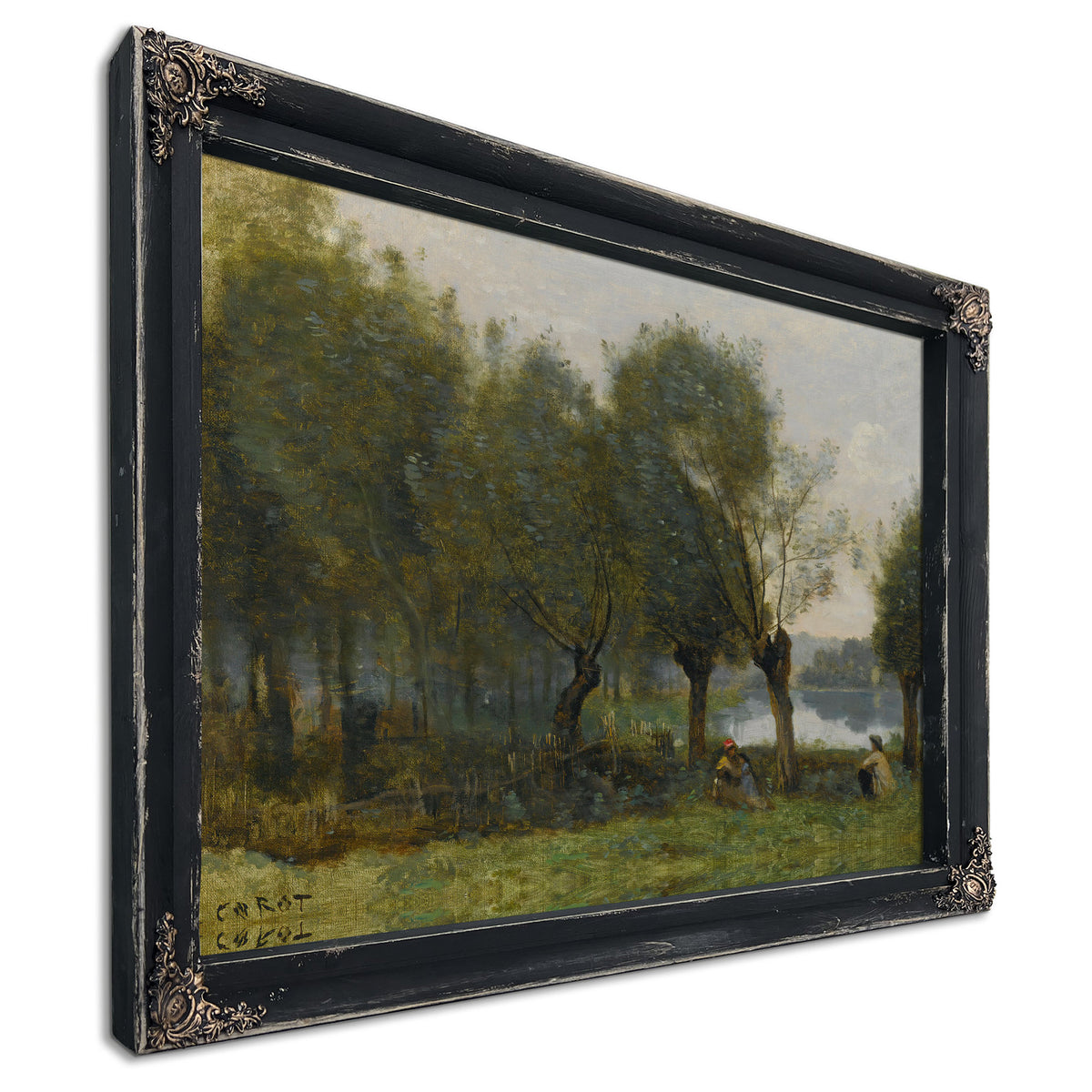 Montgeron Saulaie Au Bord de Leau By Camille Corot