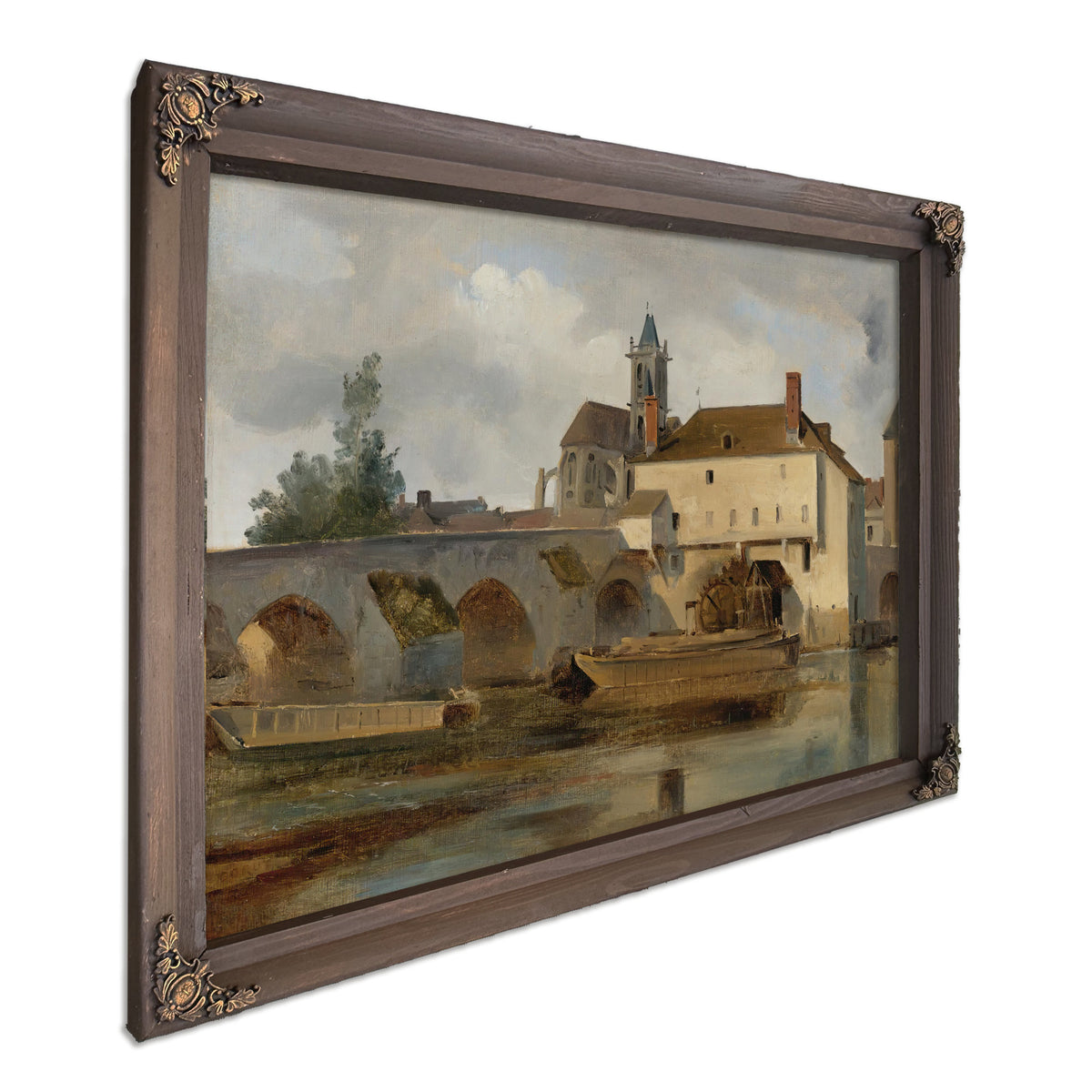 Moret Sur Loing le Pont et Leglise By Camille Corot