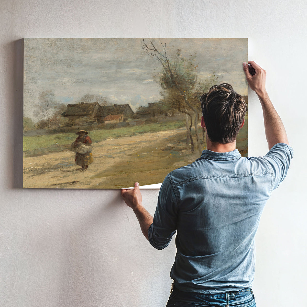 Paysanne Sur Une Route En Vue Dun By Camille Corot