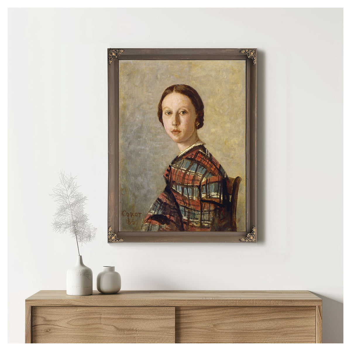 Portrait a Young Girl Or By Camille Corot
