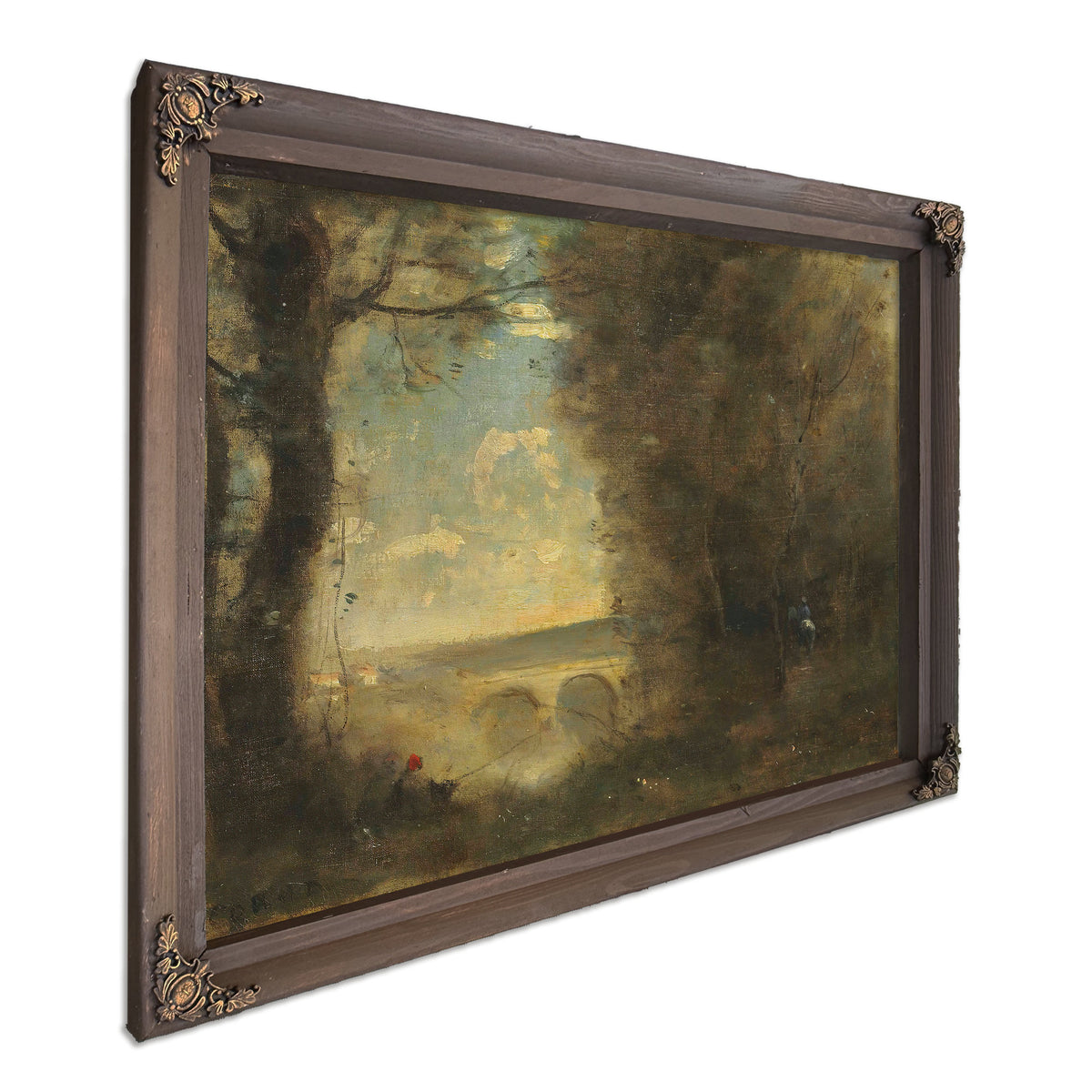 Un Pecheur la Ligne Souvenir du Pont By Camille Corot