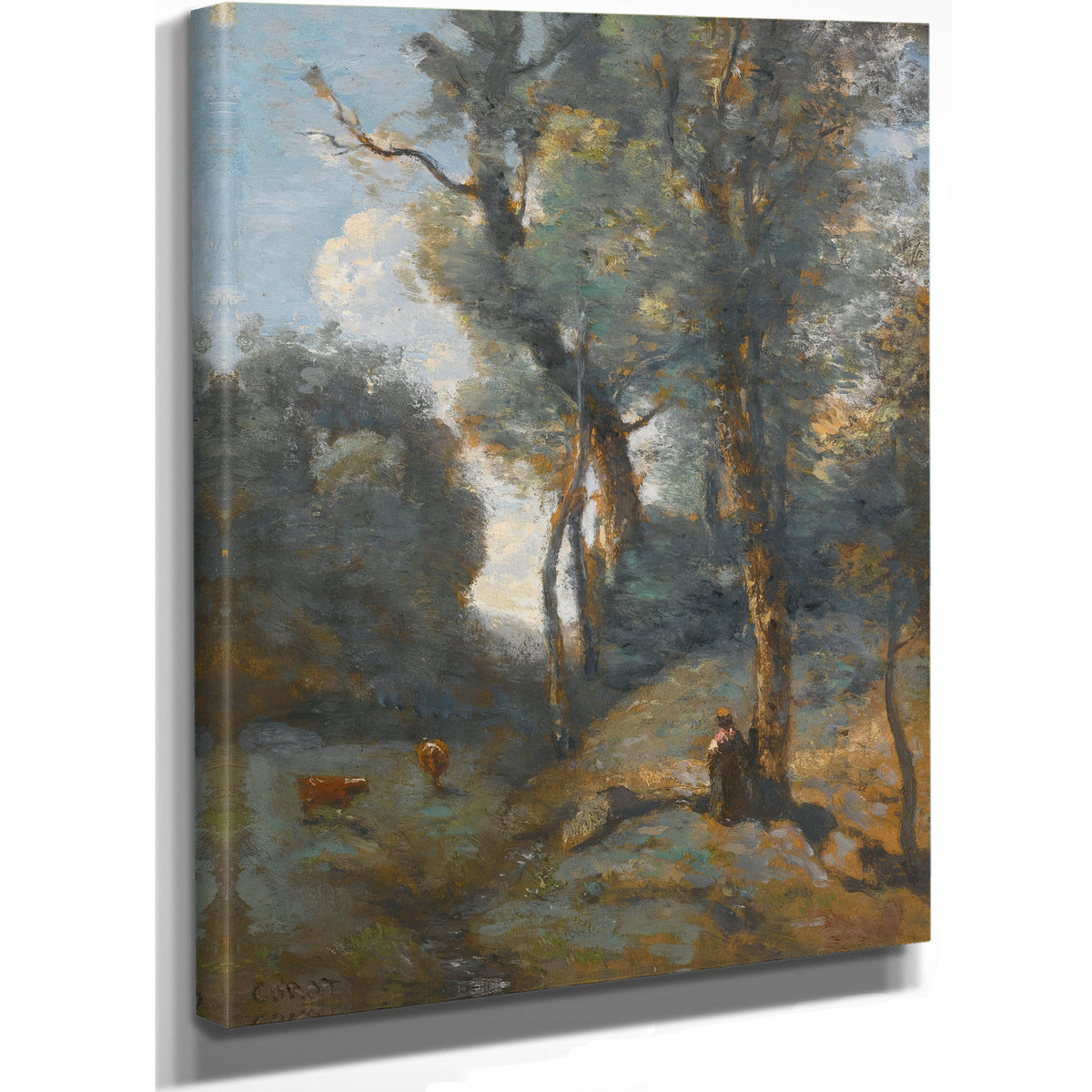 Vachere Sur Un Coteau Boisee By Camille Corot