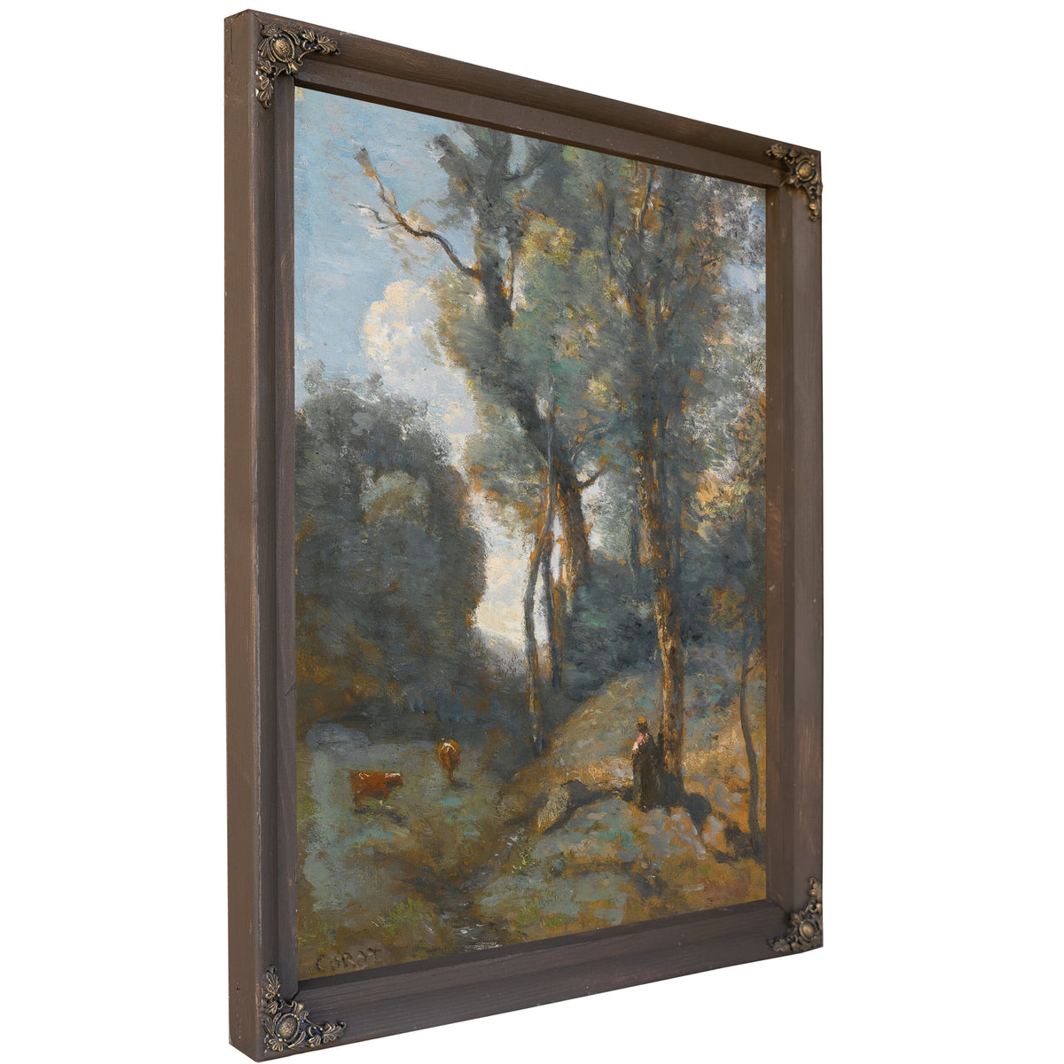 Vachere Sur Un Coteau Boisee By Camille Corot