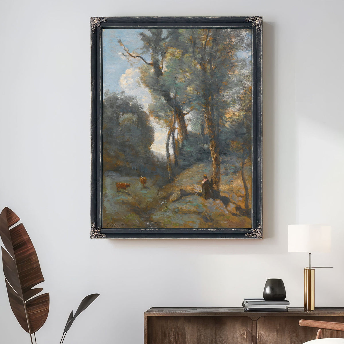 Vachere Sur Un Coteau Boisee By Camille Corot