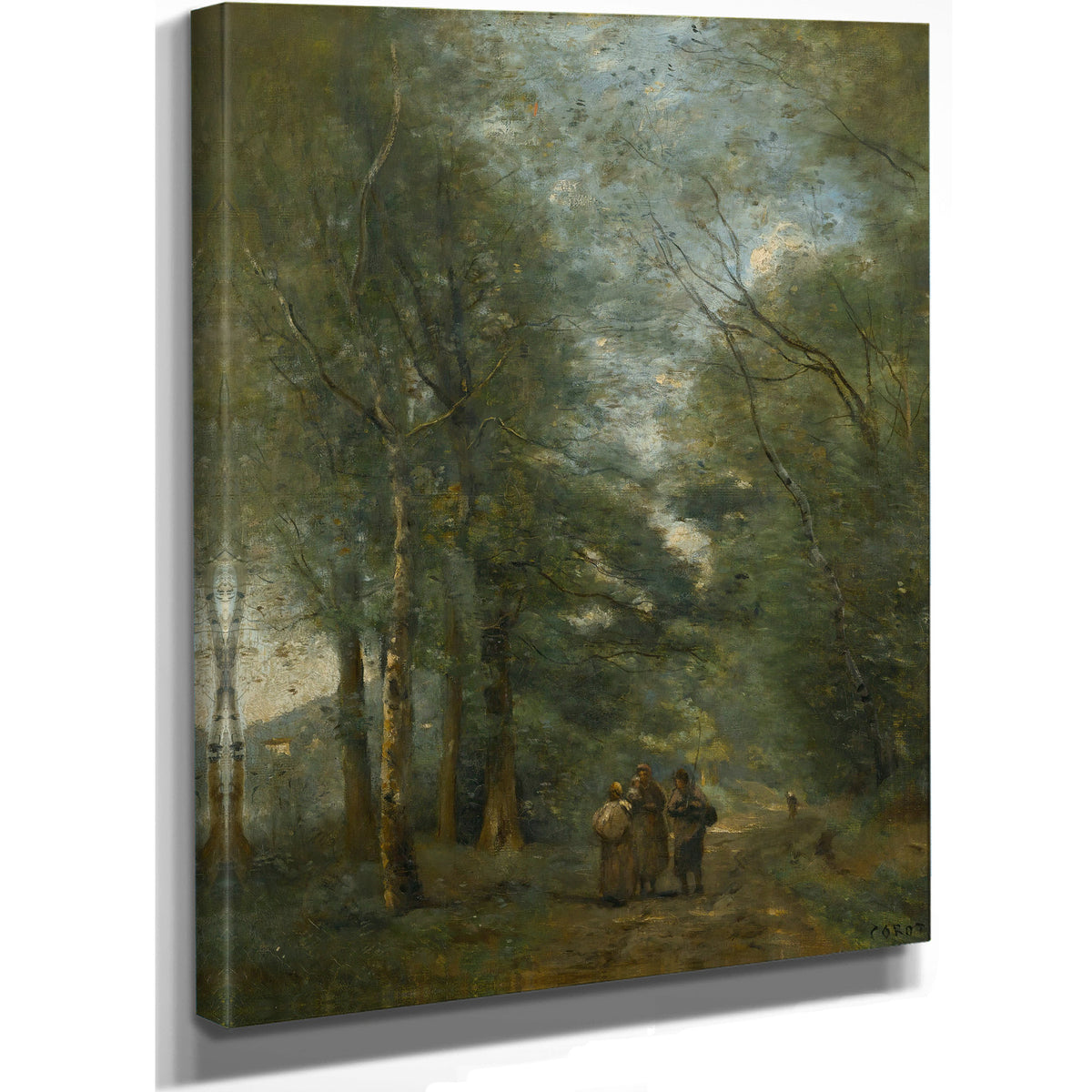 Ville Davray Paysans Causant Sur le By Camille Corot