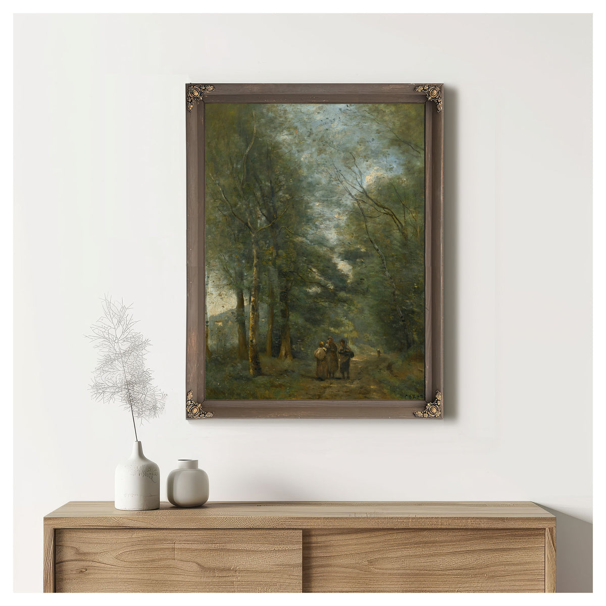 Ville Davray Paysans Causant Sur le By Camille Corot