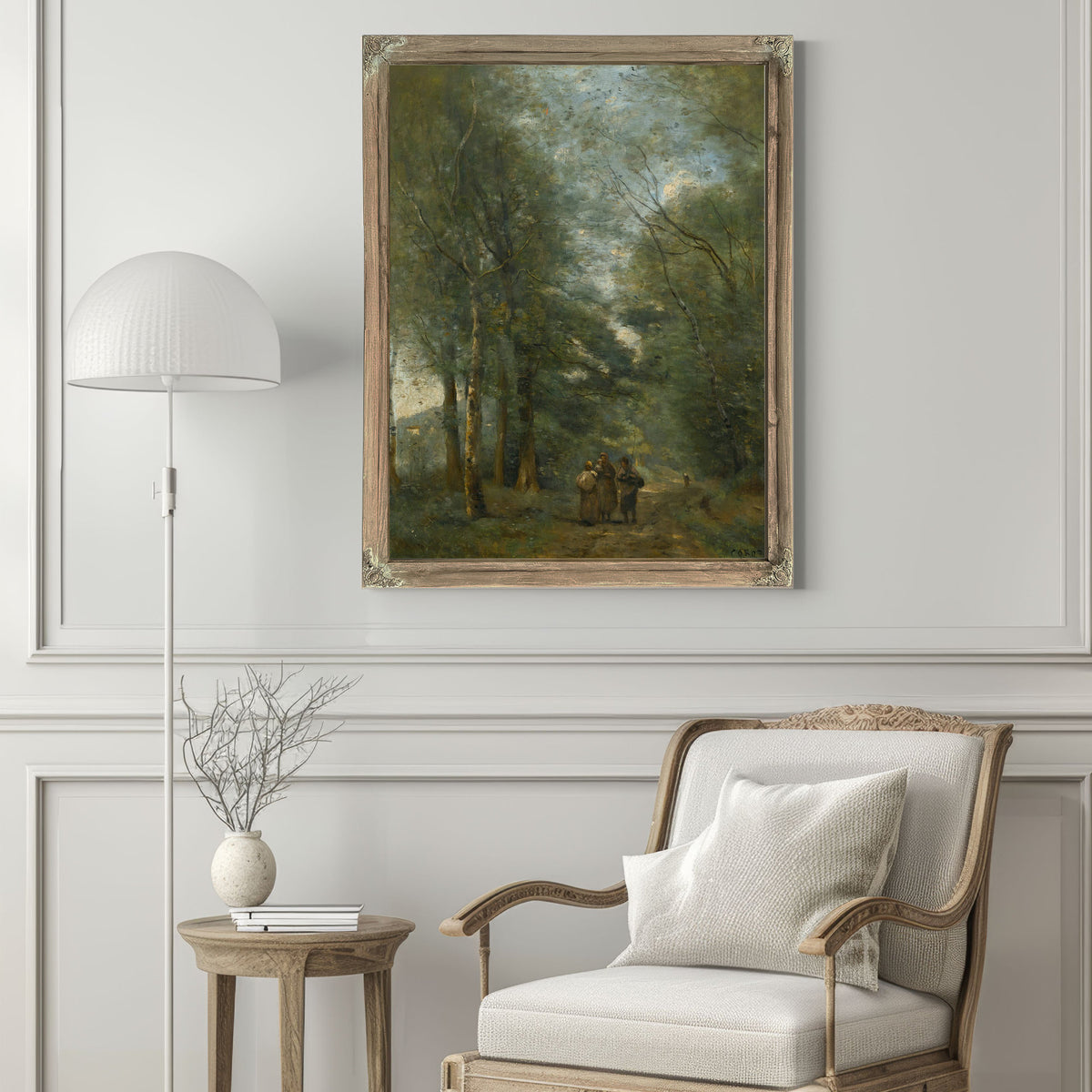 Ville Davray Paysans Causant Sur le By Camille Corot