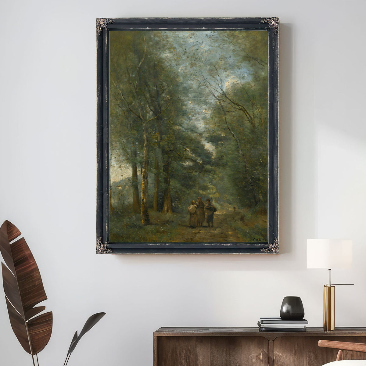 Ville Davray Paysans Causant Sur le By Camille Corot