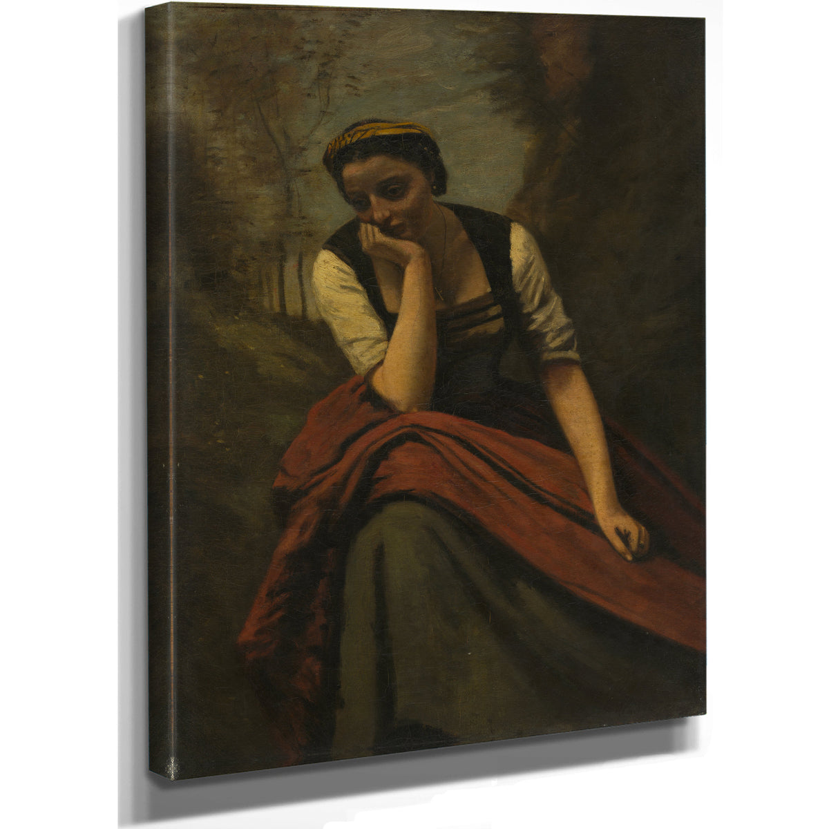 Woman Meditating After By Camille Corot