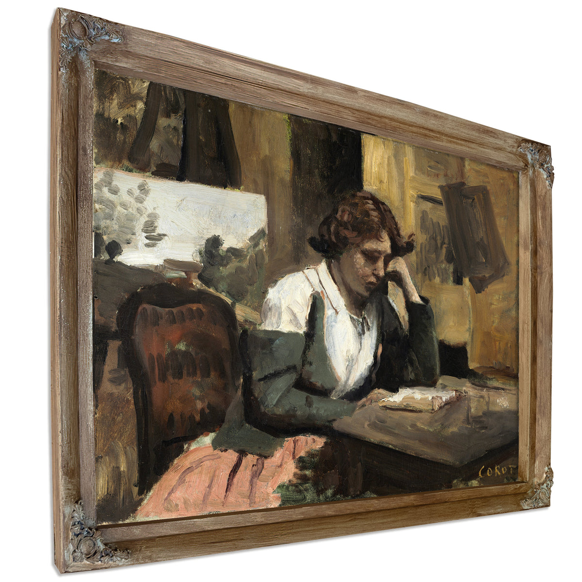 Woman Reading the Studio By Camille Corot