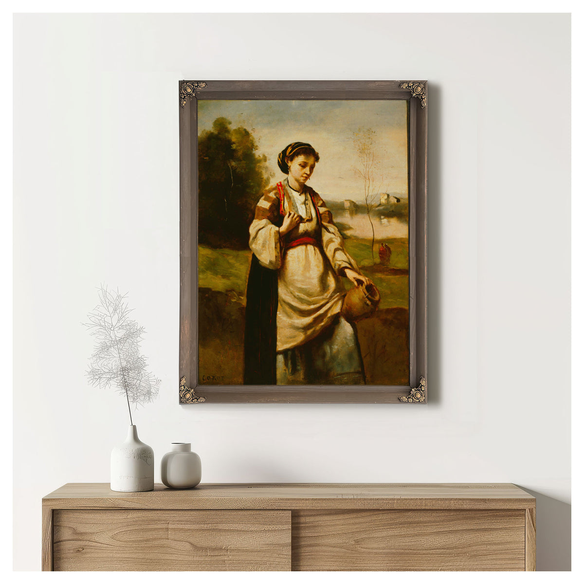 Woman Water Jar By Camille Corot