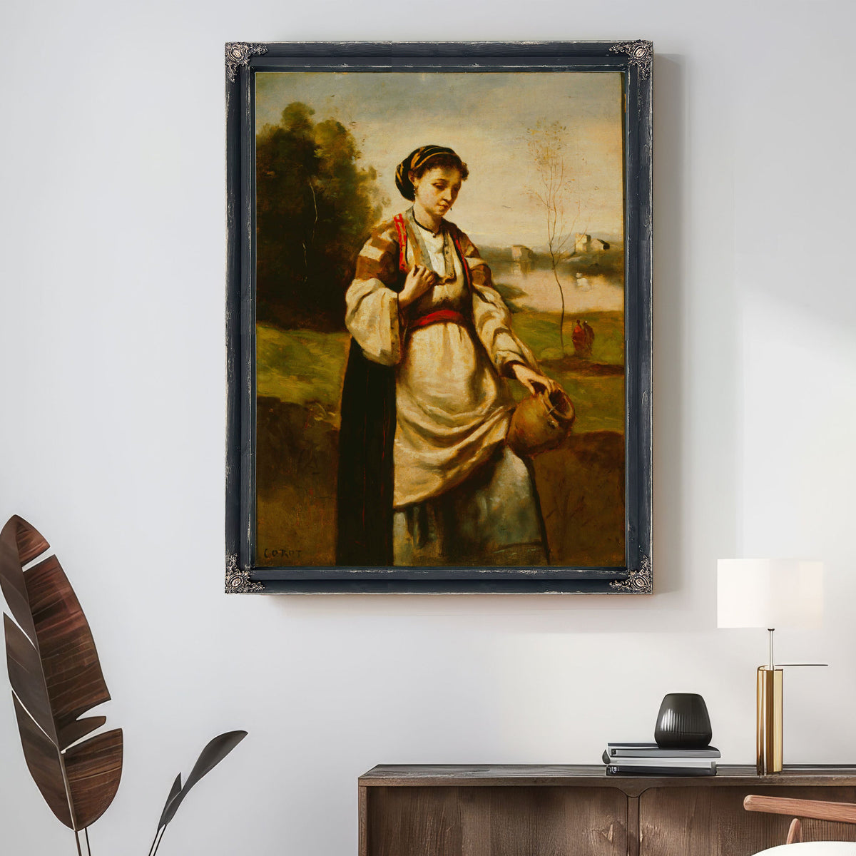 Woman Water Jar By Camille Corot