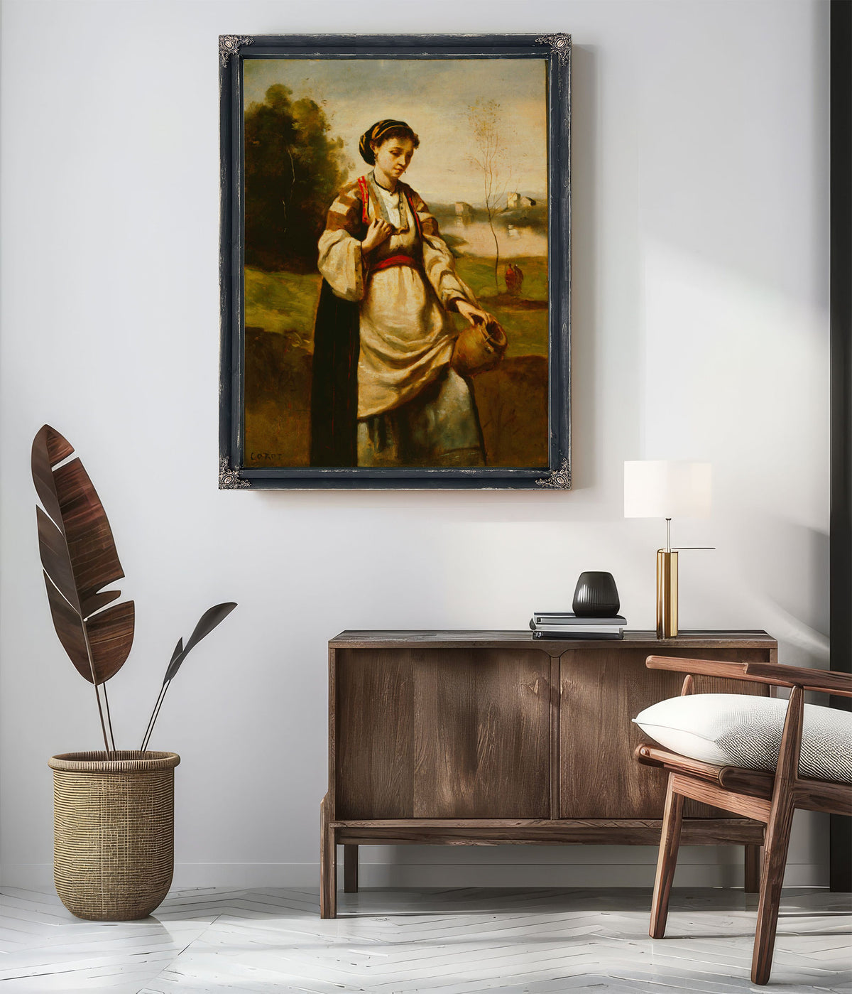 Woman Water Jar By Camille Corot