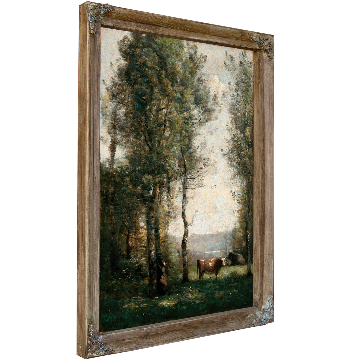 Wooded Landscape Cows a Clearing By Camille Corot